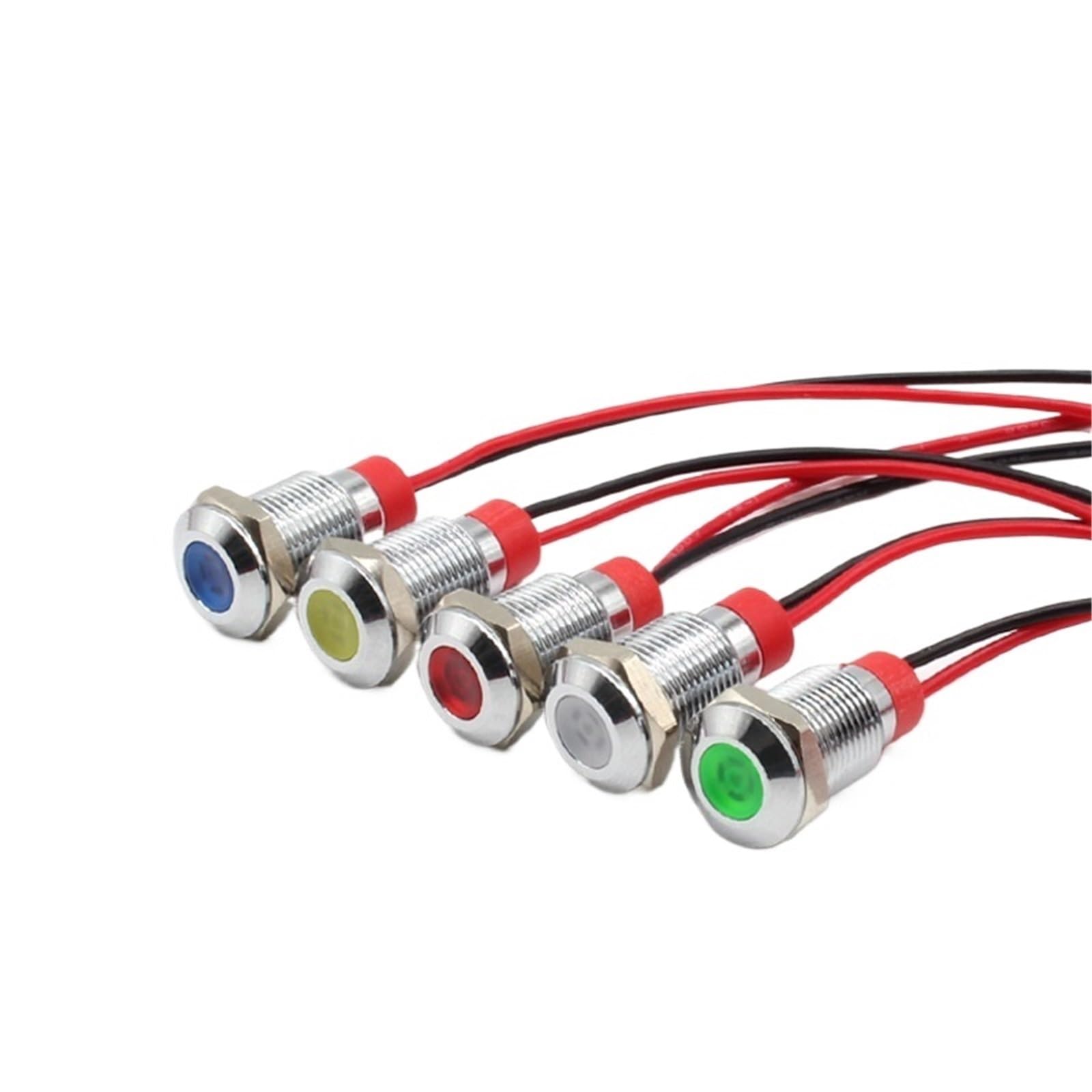 Lámpara indicadora de señal LED de metal de 6 mm, 8 mm, 10 mm, 9 V-24 V, con cable de 15 cm(10mm 9v-24v Blue)