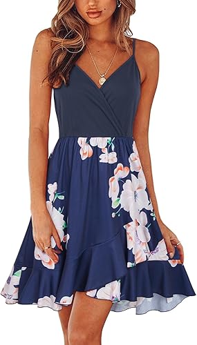 ULTRANICE Women's Summer Dress Sundresses Spring Trendy Casual Floral Flowy Faux