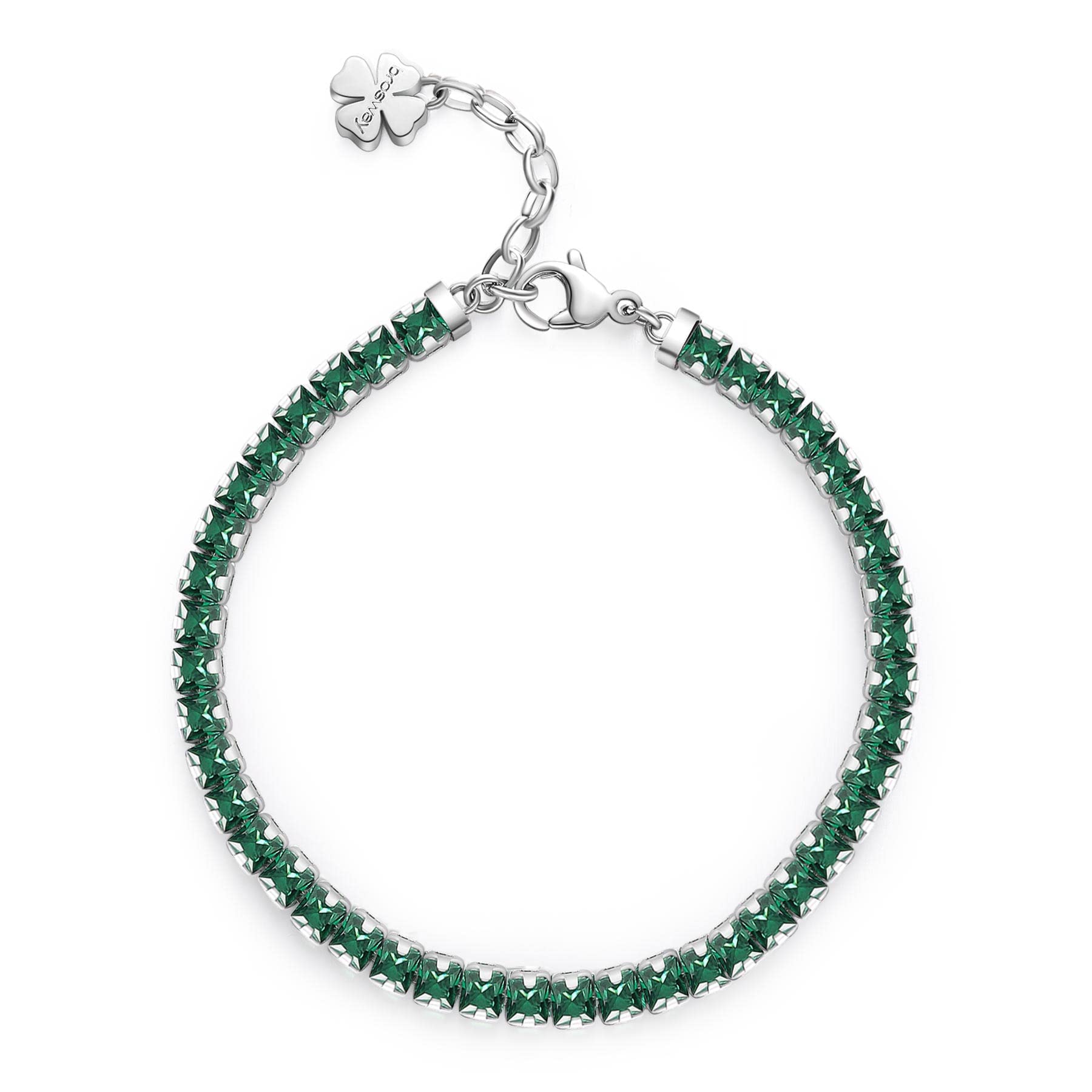 Brosway Bracciale Donna, Bracciale Tennis in Acciaio e Cubic Zirconia con Simbolo Quadrifoglio | Collezione Desideri - BEI060