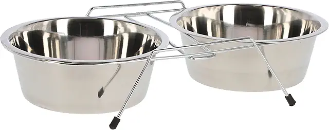 Gamelle Double Chat en Acier Inoxydable Kerbl - 2x450 ml