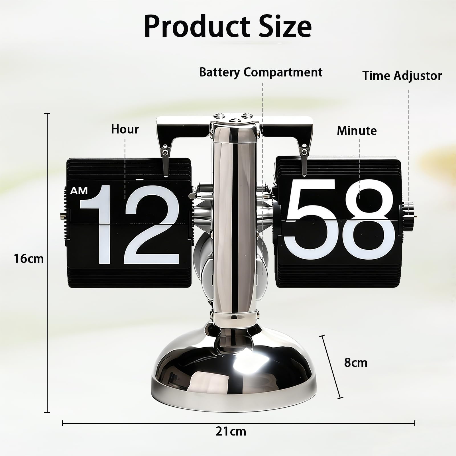 Flip-Uhr Retro, mit Digitalanzeige, Zahnradmechanismus & Handgefertigten PVC-Seiten, Retro Mechanisches Design, Ideal für Heim- und Bürozubehör, Einzigartiges Zeitmessgerät für Tisch oder Wand
