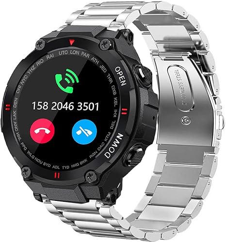 Lamshaw Correas de repuesto para reloj inteligente militar EIGIIS de acero inoxidable, compatibles con VALYV K22 Militar SmartwatchEIGIIS K22