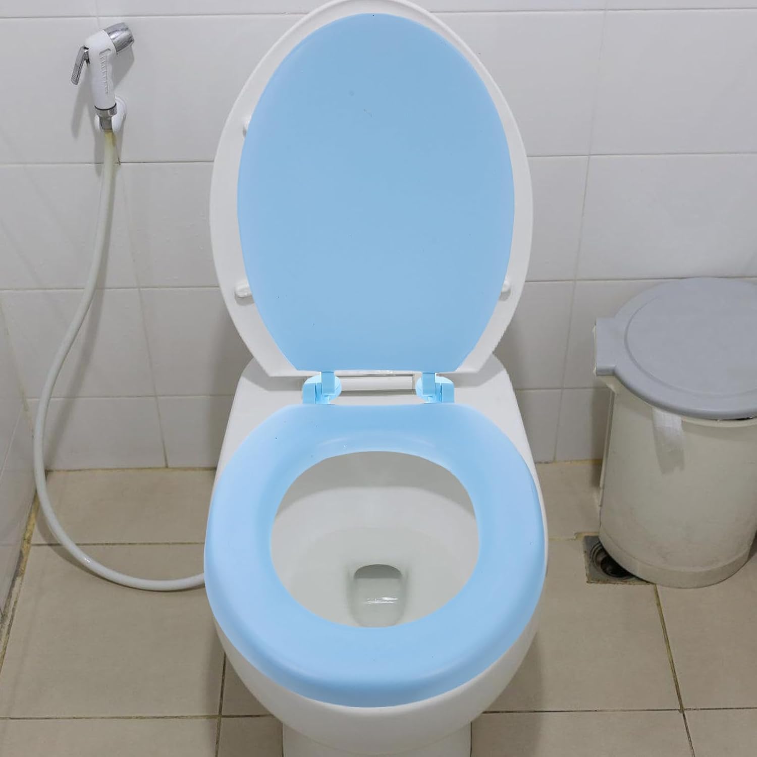 ORFOFE Foam Toilet Seat Cover Soft Padded Toilet Seat Comfortable Home Use Light Blue Oval/u-shape