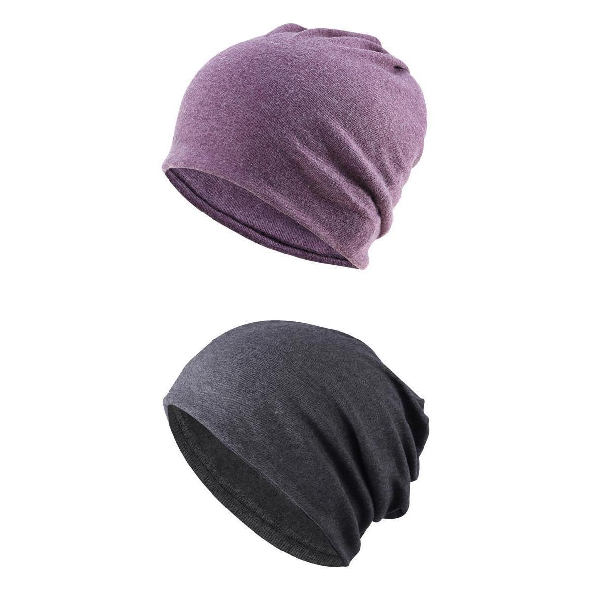 Merishopp 2 Pieces Cotton Slouchy Baggy Beanie Chemo Hat Slouchy Cap Purple+Gray | Clothing, Shoes & Accessories | Womens Accessories | Hats-picture-39
