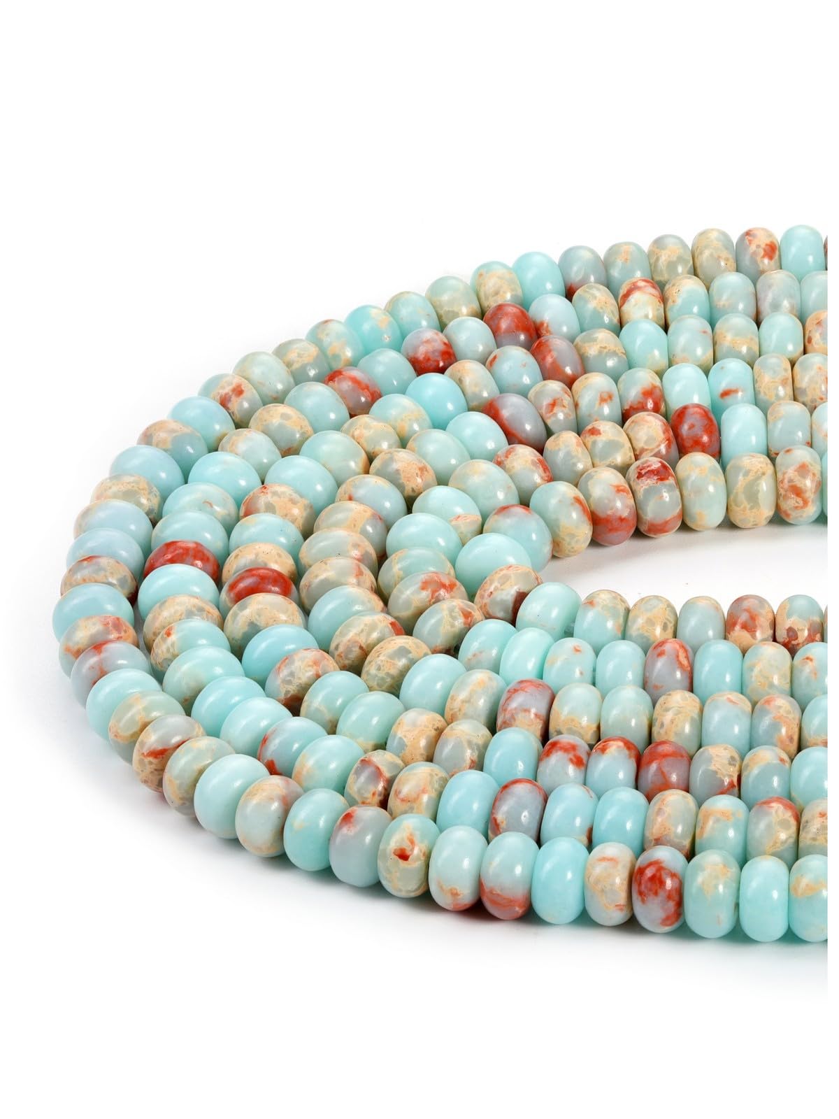JOVIVI 8 * 5mm Crystal Gemstone Beads for Bracelet Jewelry Making,70-76Pcs Natural Light Green Imperial Jasper Stone Loose Craft Beads for Crafting DIY Bracelet Necklace Jewellery