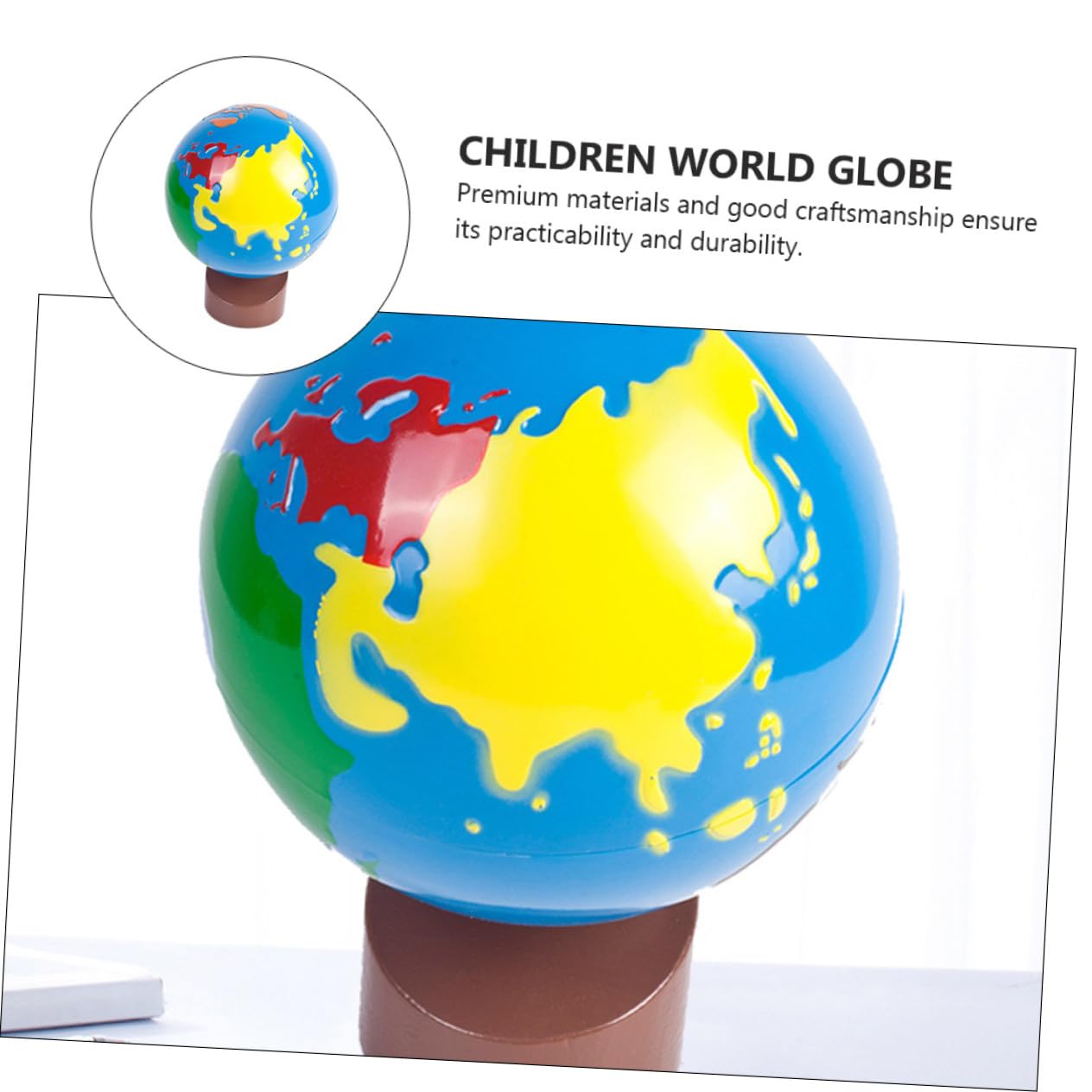 Globo Terráqueo Infantil de Madera Pintura al Agua para Estimular la Cognición en Niños, Adorno y Recurso Didáctico para Decoración y Aprendizaje Temprano