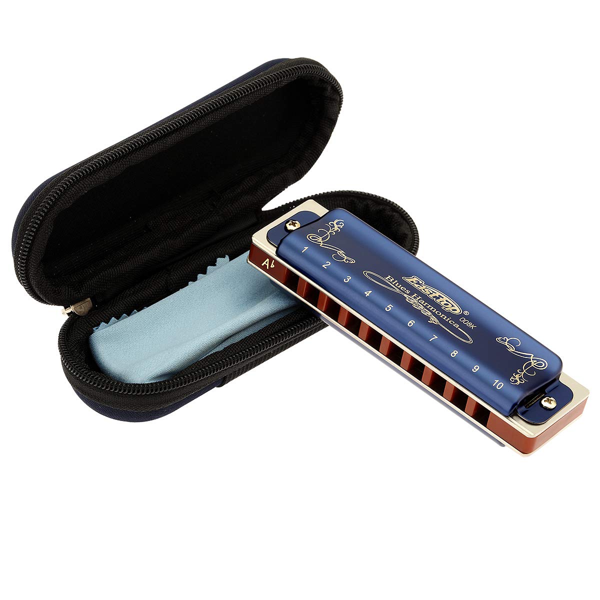 East top Diatonic Harmonica Key of Ab, 10 Holes 20 Tones 008K Diatonic Blues Harp Mouth Organ Harmonica with Blue Case, Standard Harmonica For Adults, Professionals and Students