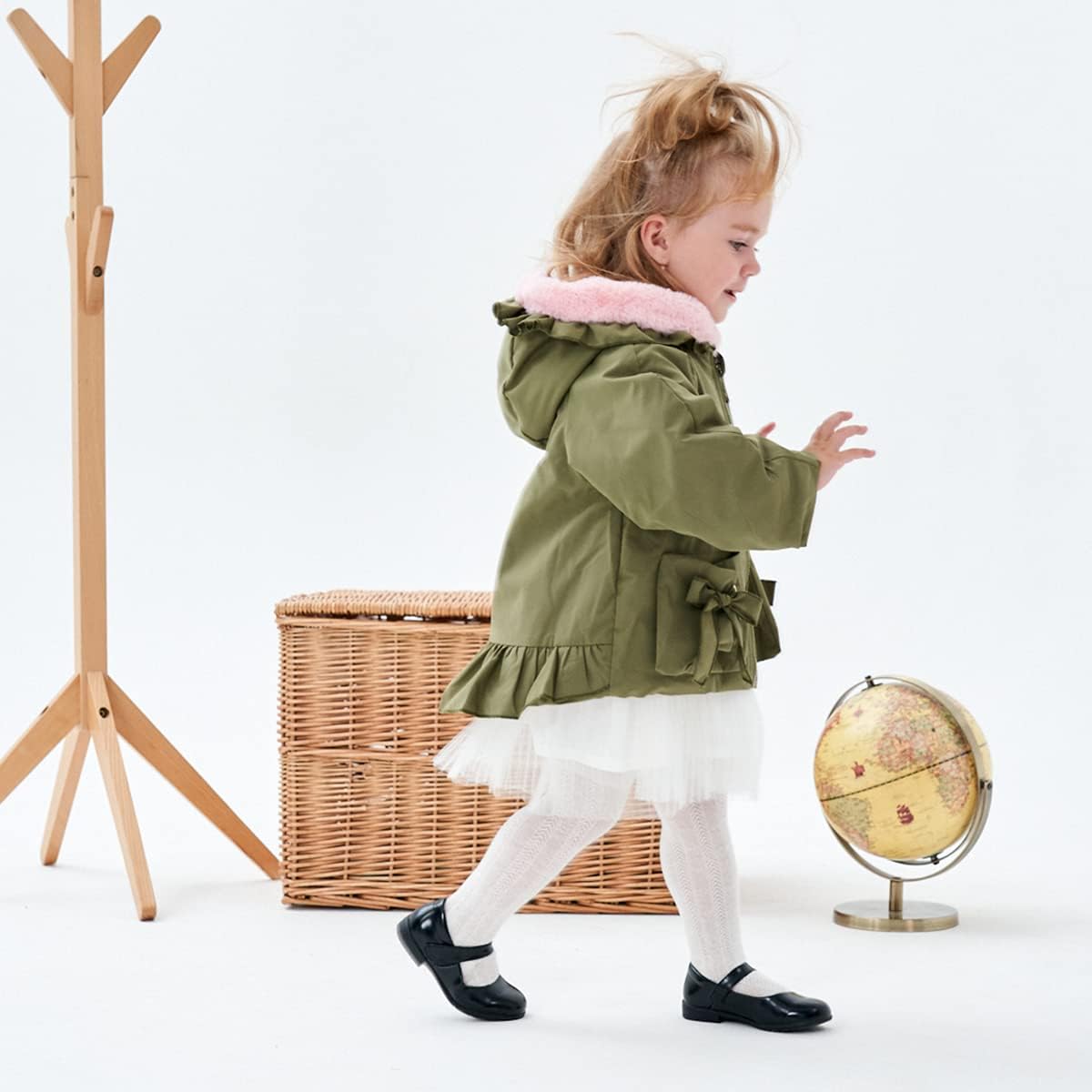 famuka Winter Baby Girl Jackets Thick Fleece Lined Winter Coat Cute Ruffled Outwear - Image 6