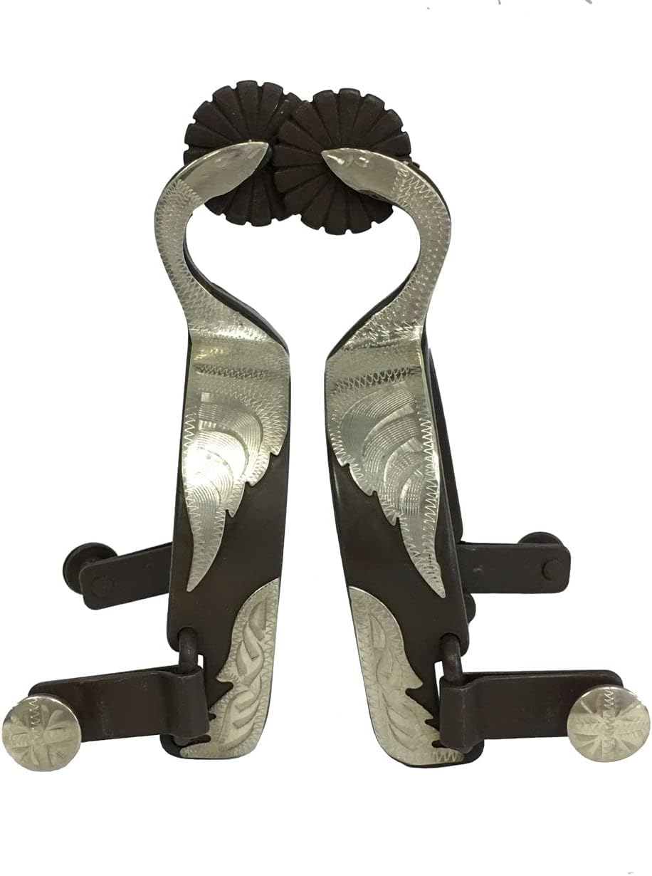 AJ Tack Men's Swan Shank Antique Brown Spurs
