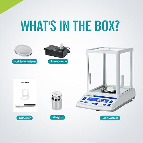 Miniatura 7 de LICHEN Báscula de laboratorio Escala de alta precisión Laboratorio 0.001gx500g Precisión Laboratorio Balanza analítica digital Pesaje (17.64 oz, 1
