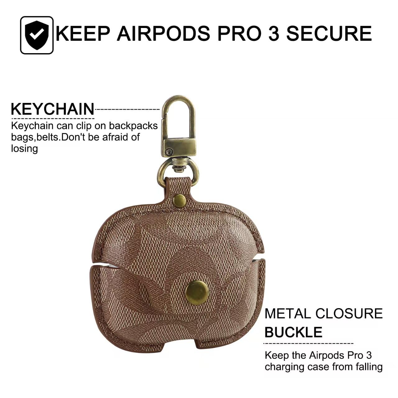 Custodia per AirPods Pro 3, compatibile con custodia per AirPods Pro di terza generazione (2025), graziosa custodia protettiva integrale in pelle, antiurto, per donne e uomini (C)