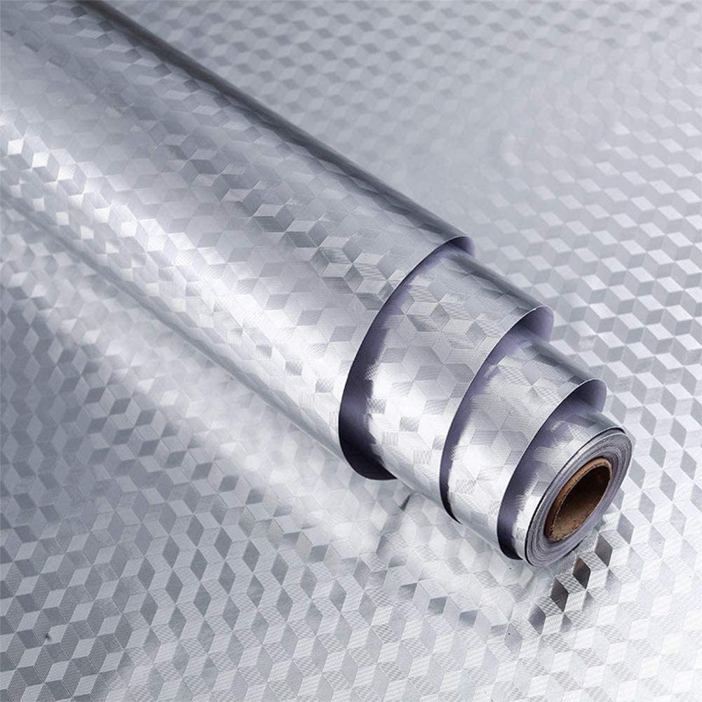 KRZ Aluminium Paper (Sticker) Heat Resistant Peel and Stick Self-Adhesive Oil Proof Waterproof Kitchen Backsplash Wallpaper foil for Walls Cabinet Drawer and Shelve (2 Meter, Silver [ Plain Pattern ]) (B09JWNY3NJ) Amazon Price History, Amazon Price Tracker