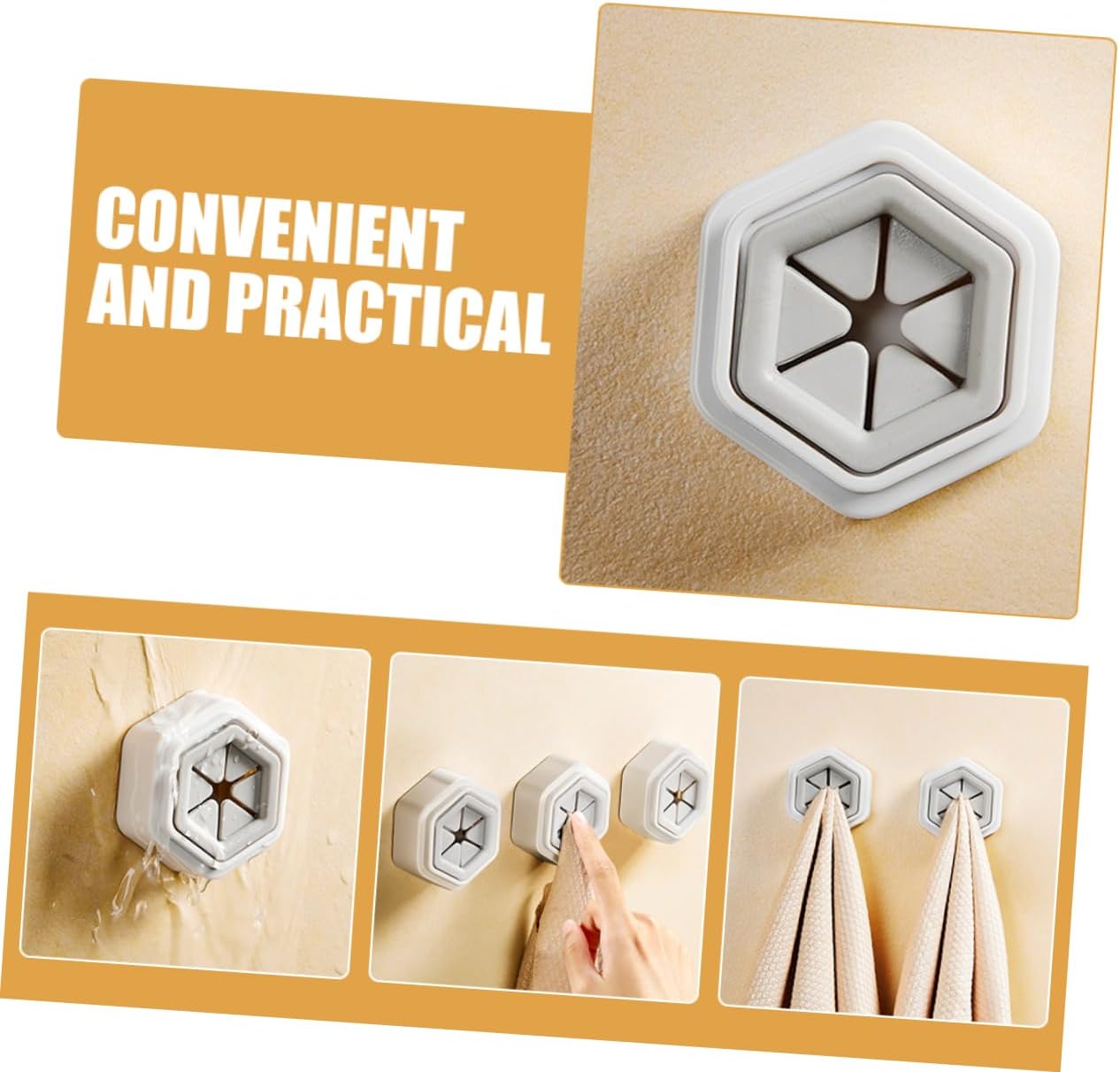PRETYZOOM 5sets Self Adhesive Towel Hooks for Bathroom and Kitchen Wall Mount Hand Towel Holders No Drilling Required Sturdy Design for Easy Installation and Versatile Use 4pcs*5