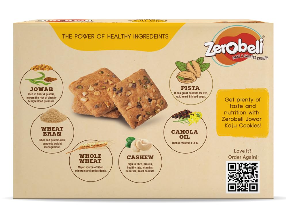 Image of Zerobeli Jowar Kaju Pista Cookies 425g (Pack of 2) | Premium Handmade Cookies With Real Cashews And Pista No Maida,No Refined White Sugar,No Palm Oil,Preservatives,or Colors