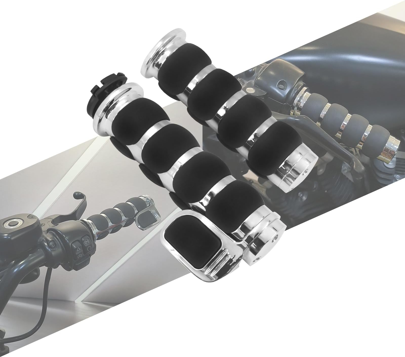 Motorcycle Hand Grips 1 inch 25mm Universal Non-Slip Handlebar Throttle Grips Fit for Harley Street Glide Road King Electra Glide Softail Fatboy Dyna Sportster Chrome