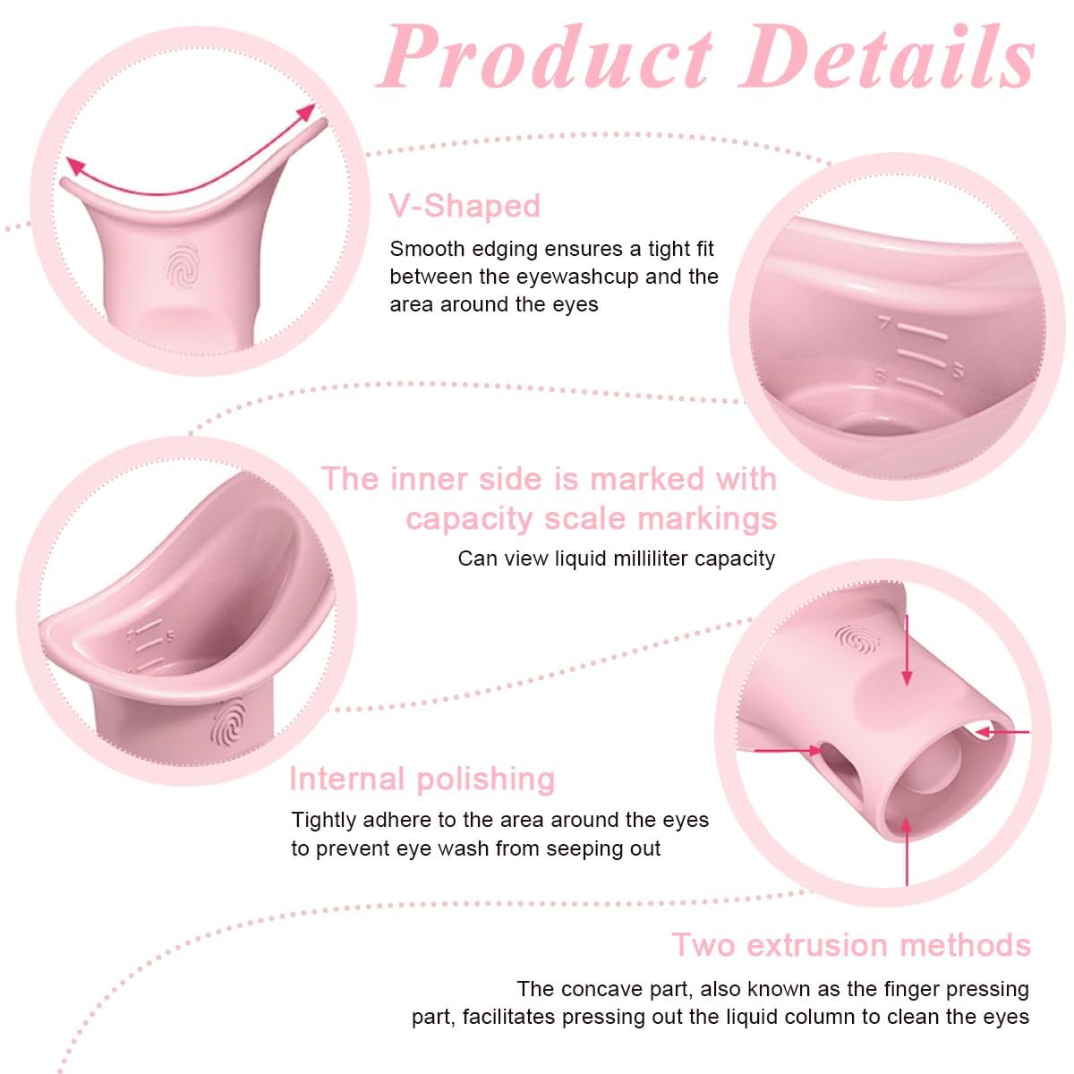 Silicone Eye Wash Cup with Scale, 8ml Portable Eye Rinse Cup, Hanging Design, Pink