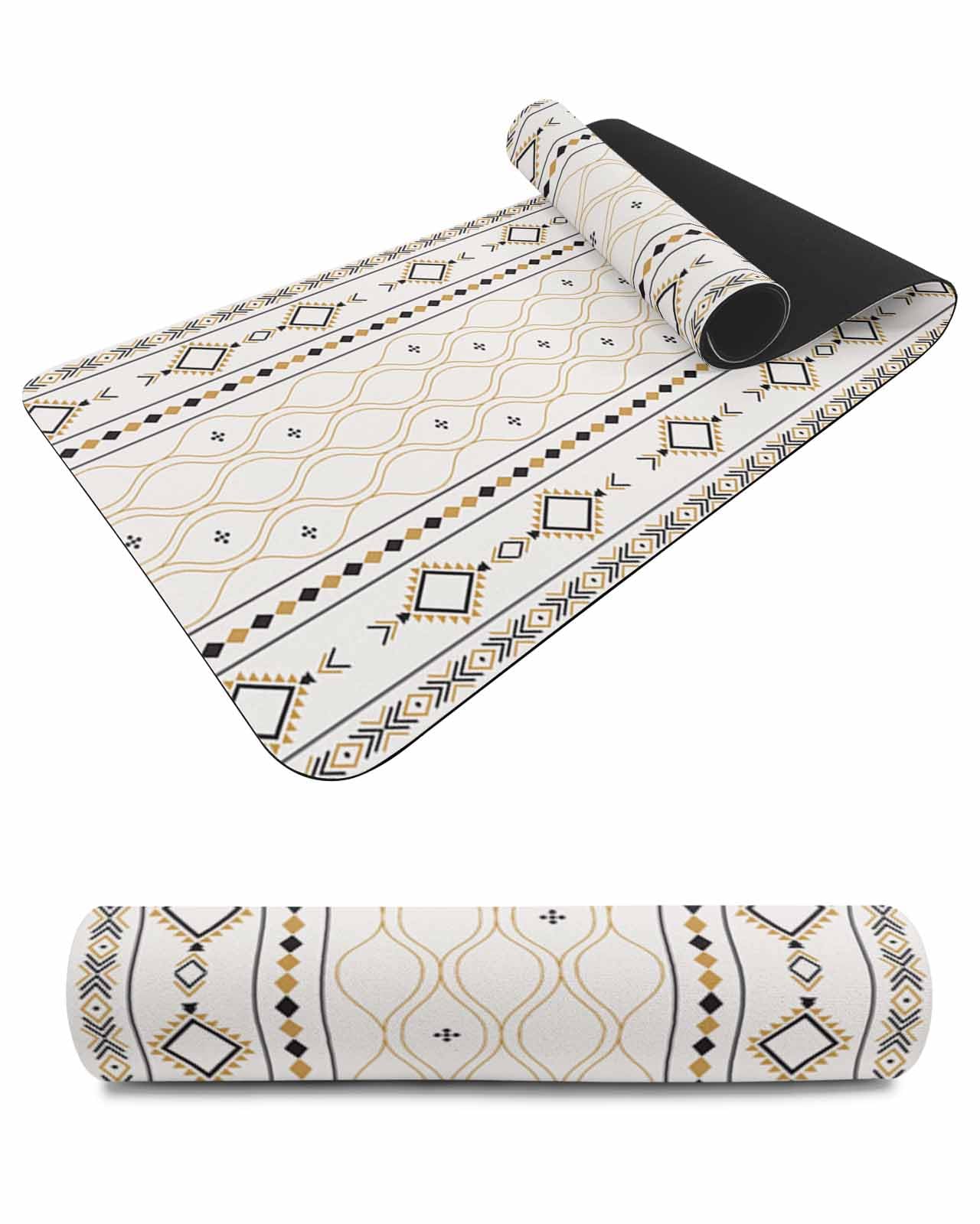 Debedcor Heat Proof Table Pads Waterproof Decorative, Boho Geometric Non-Slip Table Countertop Protector, Vintage Southwestern Abstract Stripes Insulation Mat for Kitchen Room, 40 x 12 Inches