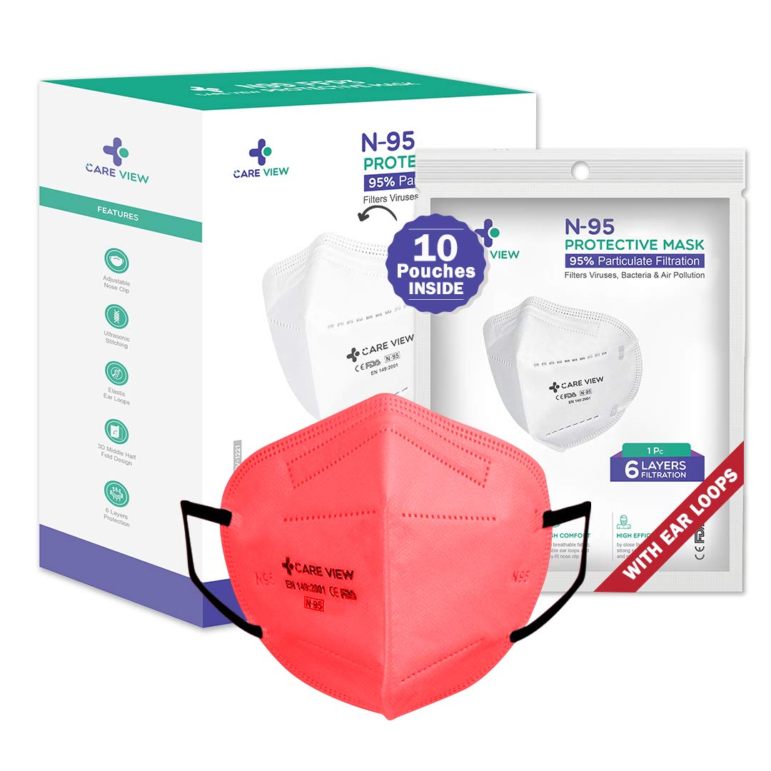 Careview N95 N-95 Model No. CV1221 Ear Loop Style (Red Colour, Pack of 10) Anti Pollution Face Mask with 2 Melt Blown Layers (B08GQ516C1) Amazon Price History, Amazon Price Tracker