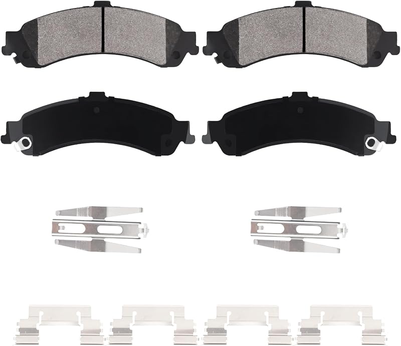 Pastilhas de freio traseiras semimetálicas ABROML para Chevrolet Silverado 1500, Suburban 1500, Tahoe, Avalanche 1500, GMC Sierra 1500, Yukon/XL e Cadillac Escalade 2000–2006 – 8 peças