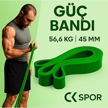 45 mm Ye il G  Band , 56,6 kg Diren , Latex Pilates Fitness Resistance Powerband