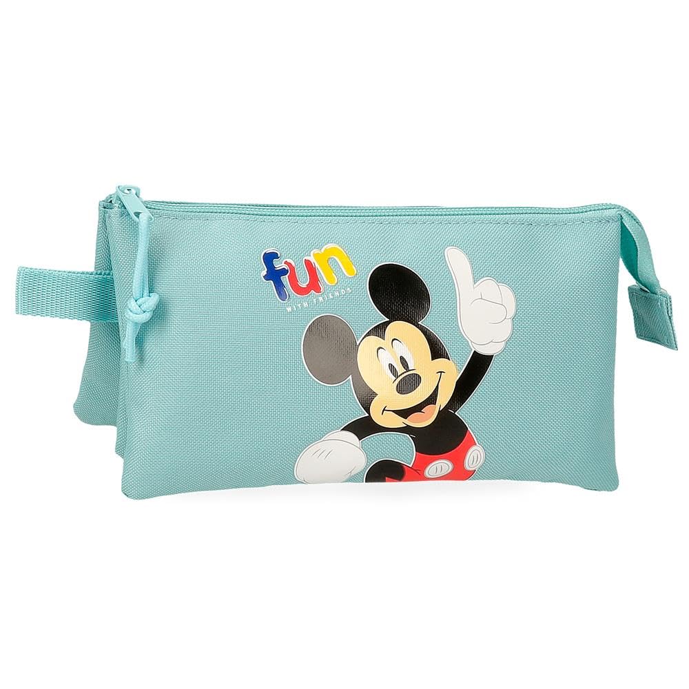 Enso Joumma Disney Mickey Fun with Friends Triple Pencil case Blue 22x12x5cm Polyester 1.32L, Blue, One Size, Triple Case