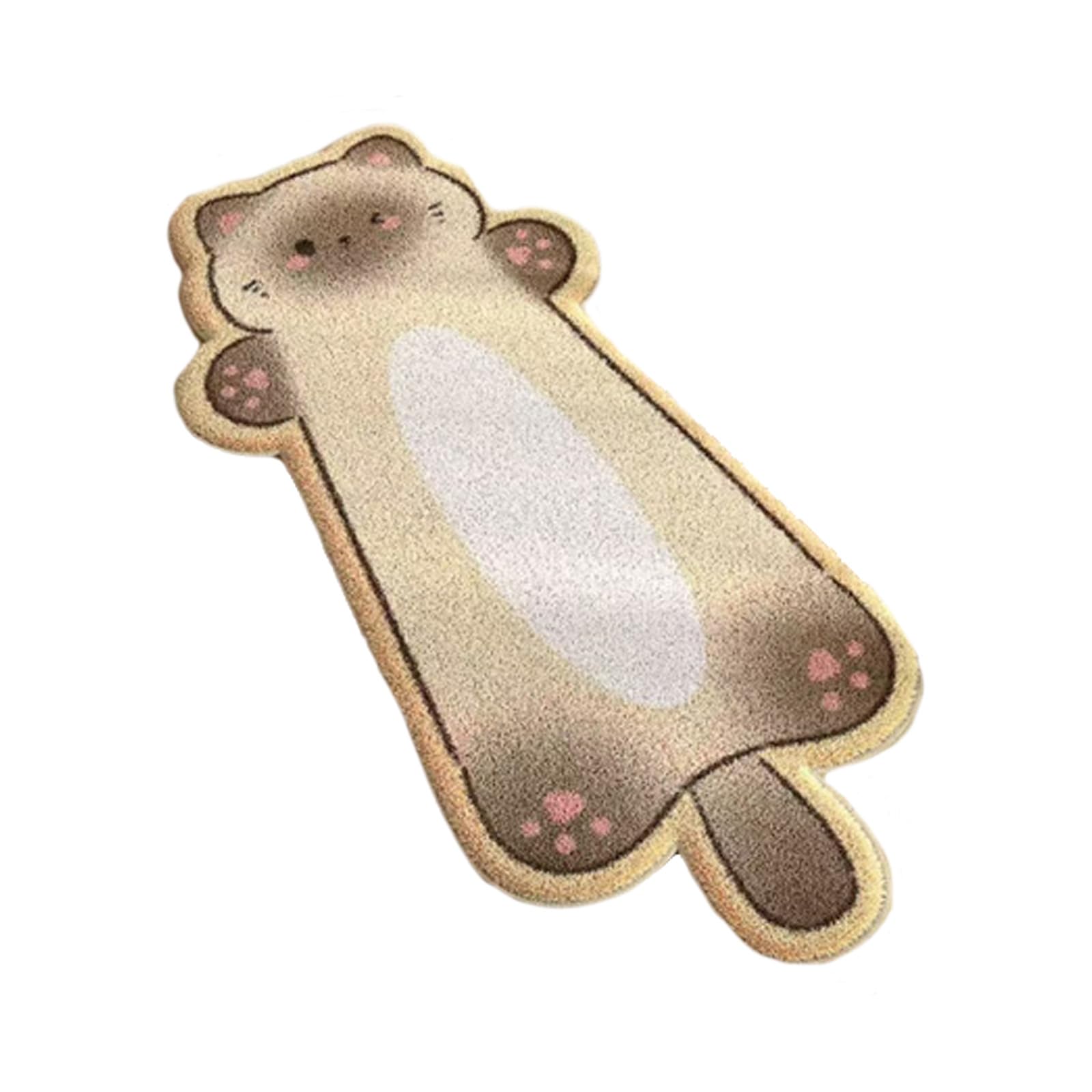 OADAA Cat Tufted Rug - 40X120cm, Cat Shaped Rug, Irregular Shaped Rugs, Washable Absorbent Non-Slip Fun Animal-shaped Cartoon Room Floor Mat, Soft Bedside Rugs for Bedroom, Cats Doormat (Style H)