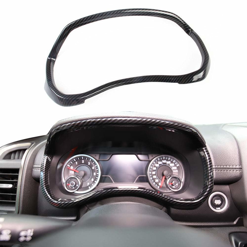 Korlot Dashboard Meter Frame Cover Trim For Dodge Ram 1500 2500 3500 2019+ (carbon fiber pattern)