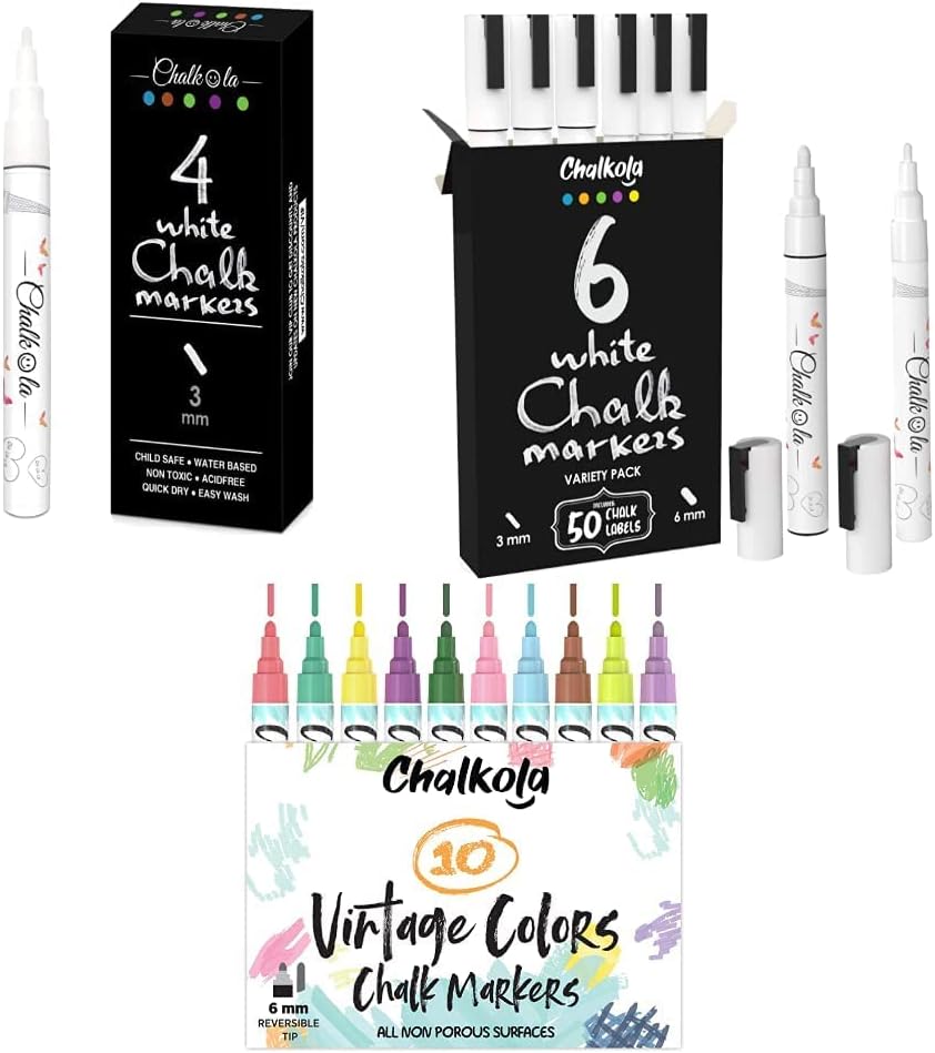 Chalk Bundle - 4 White 3mm + 6 White Variety + 10 Vintage