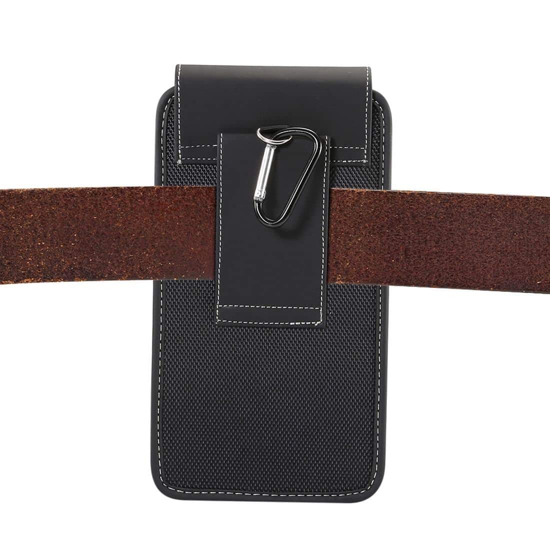 Belt Case Cover Vertical Design Leather and Nylon pour Nokia 2.3 (2019) - Black