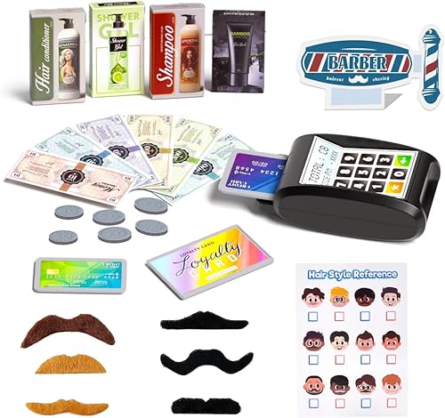 Miniatura 8 de G.C Juego de 52 piezas de peluquería para niños, juego de peluquería para niños, juego de afeitado con secador de pelo, afeitadora, rasuradora,