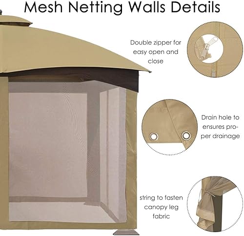 Miniatura 9 de CoastShade Toldo de repuesto universal para mosquitera, paredes laterales de 7 pies de altura para toldo de 8 x 8 o 10 x 10 o 10 x 12 pulgadas,
