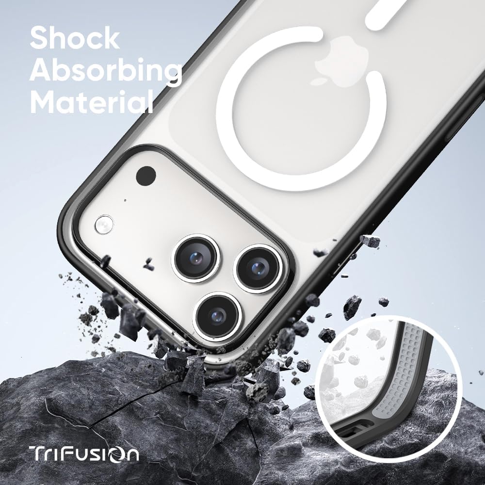 FLOLAB Surtect Tri-Fusion Magnetic for iPhone 17 Pro Case Protective Slim Design Magsafe Compatible Military Grade - Clear Matte Translucent