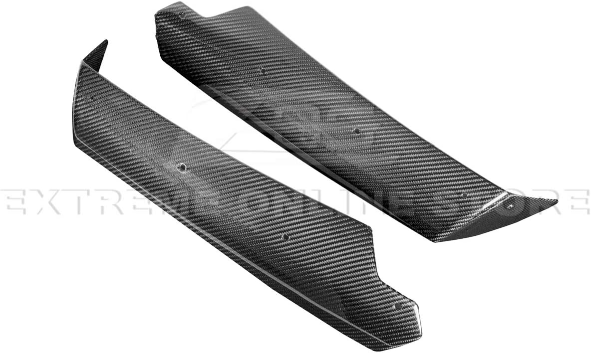 Extreme Online Store Replacement for 2014-2019 Chevrolet Corvette C7 | Z06 Stage 3 GM Factory Style Carbon Fiber Rear Wing Spoiler Side Winglets Extension Pair with Light Tinted Center Wickerbill