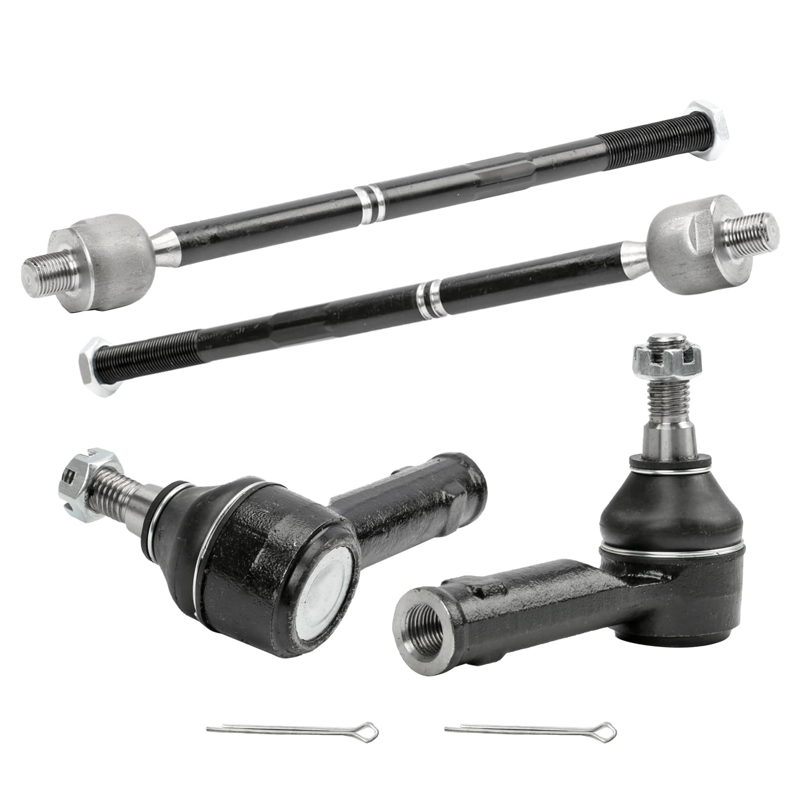 4pcs (2) ES3691+(2) EV463 Front Inner&Outer Tie Rod End Link for 2006-2008 MARK LT All 4x4 Models,2004-2008 F 150 All 4x4 Models