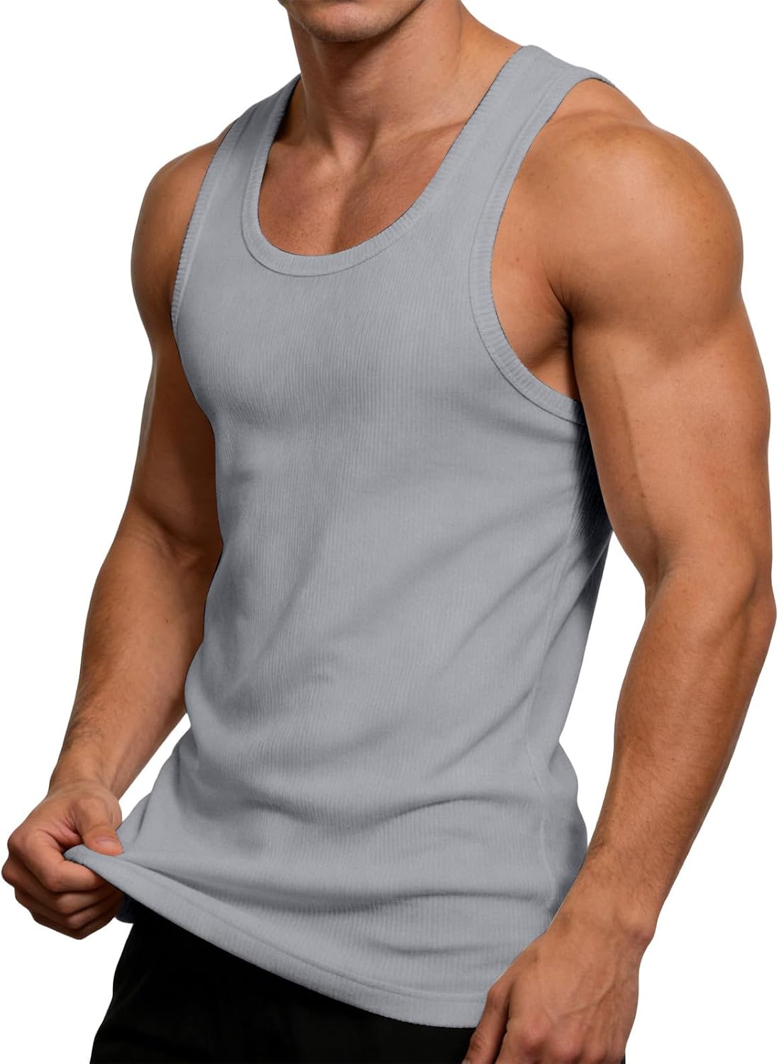 Mens Tank Tops Sleeveless Muscle Tee Workout Slim Undershirts Athletic Gym Sports Vest Summer Fitness Running Tees