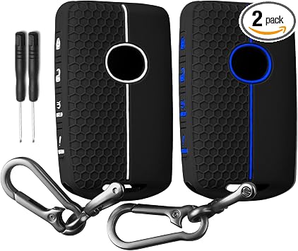 QBUC 2PCS for Mazda Silicone Rubber Key Fob Cover with Keychain 4 Buttons | for 2019-2025 for Mazda 3 6 Cx-5 Cx-50 Cx-30 Cx-9 Smart Key Replacement Protector Car Accessories