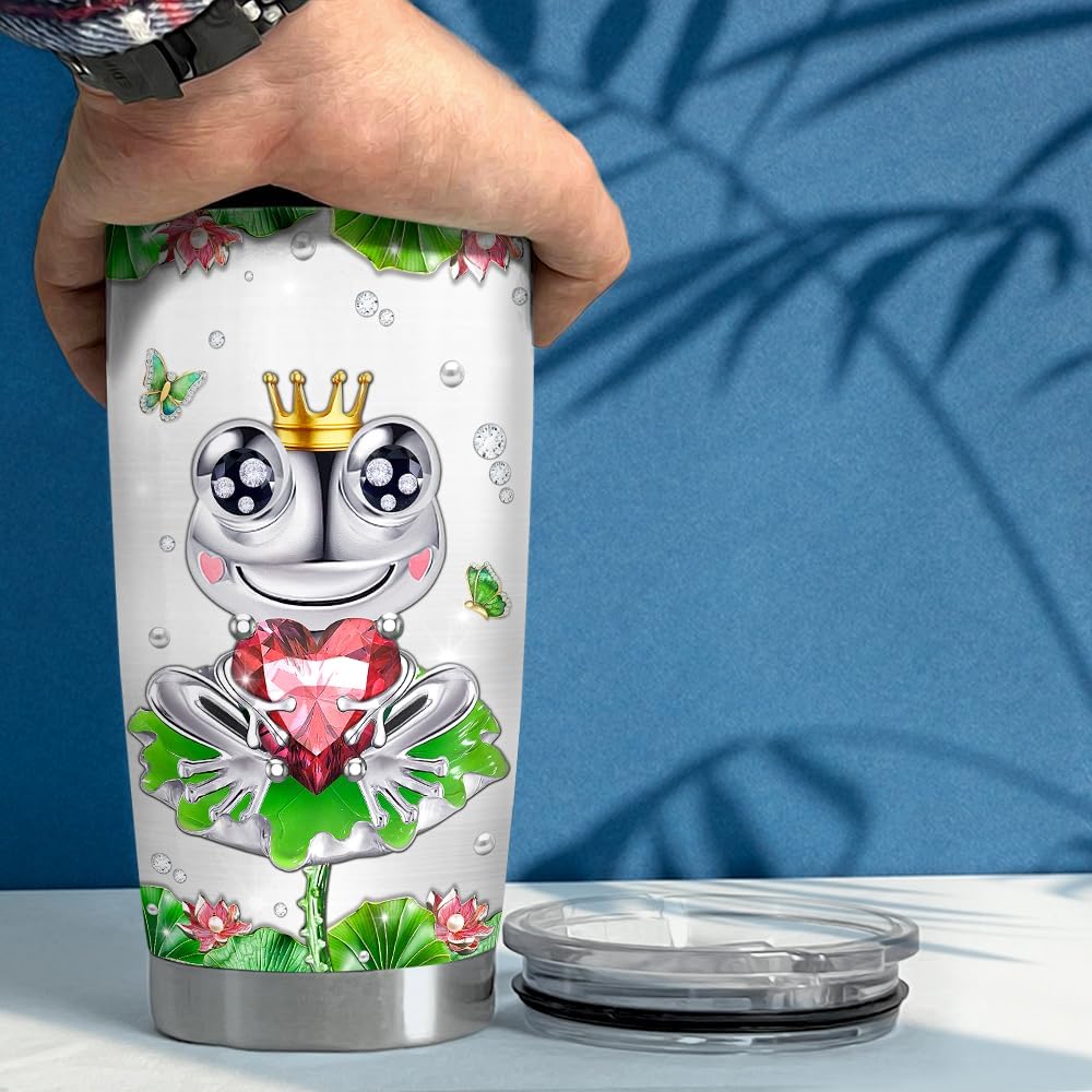 SANDJEST Frog Gifts for Women Girls Frog Tumbler 20oz Jewelry Drawings Stainless Steel Insulated Tumblers Coffee Travel Mug Cup Gift for Birthday Christmas - Image 5