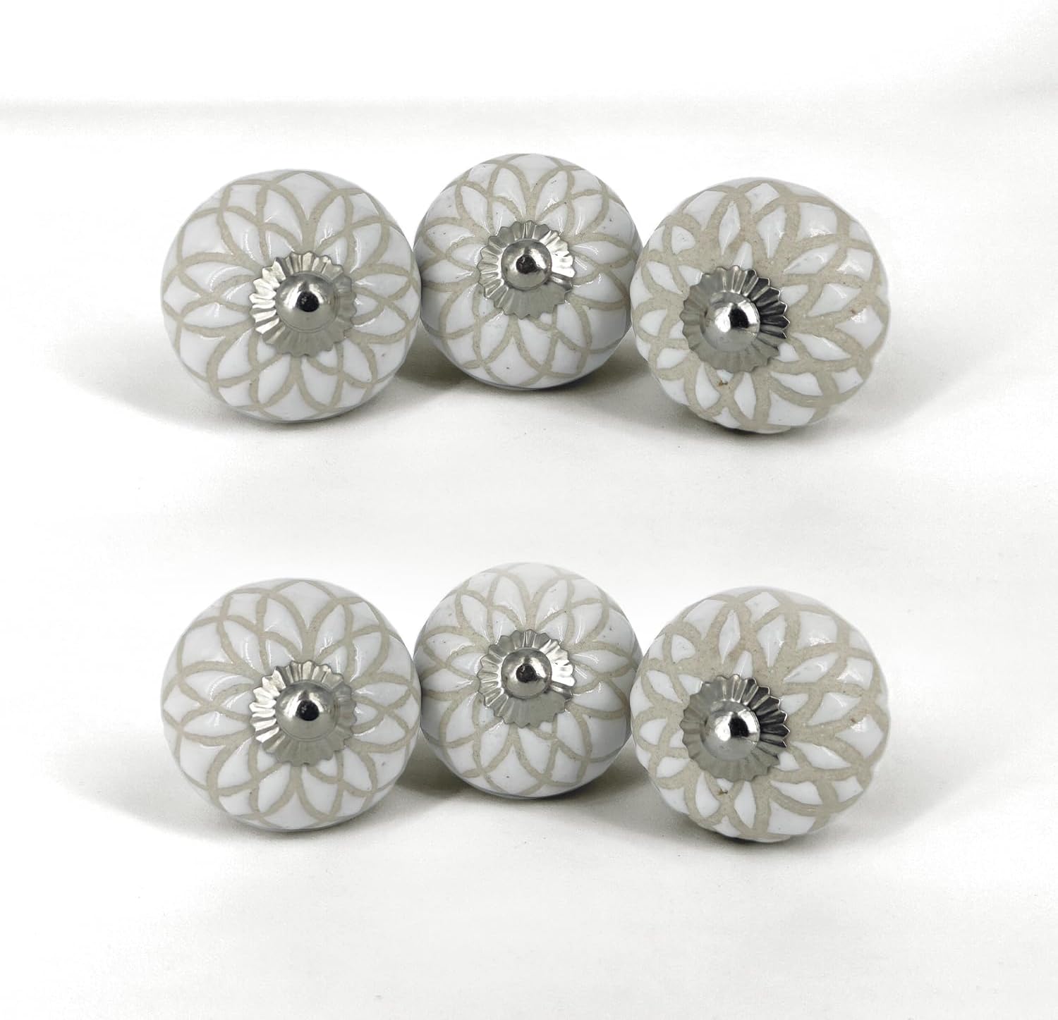 Set of 6 Unique Handmade Ceramic Knob | Modern Drawer Knobs | Trendy Cabinet Door Knob | Knob for Dresser Drawers - Countryside (Style 7, Beige)