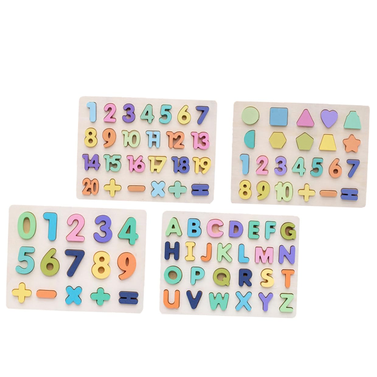 Puzzle Educativo in Legno 4 Pezzi Lettere e Numeri, Back To School Party | Colori Vivaci, Facile da Usare, Bordi Sicuri, per Educazione Precoce dei Ragazzo Ragazza