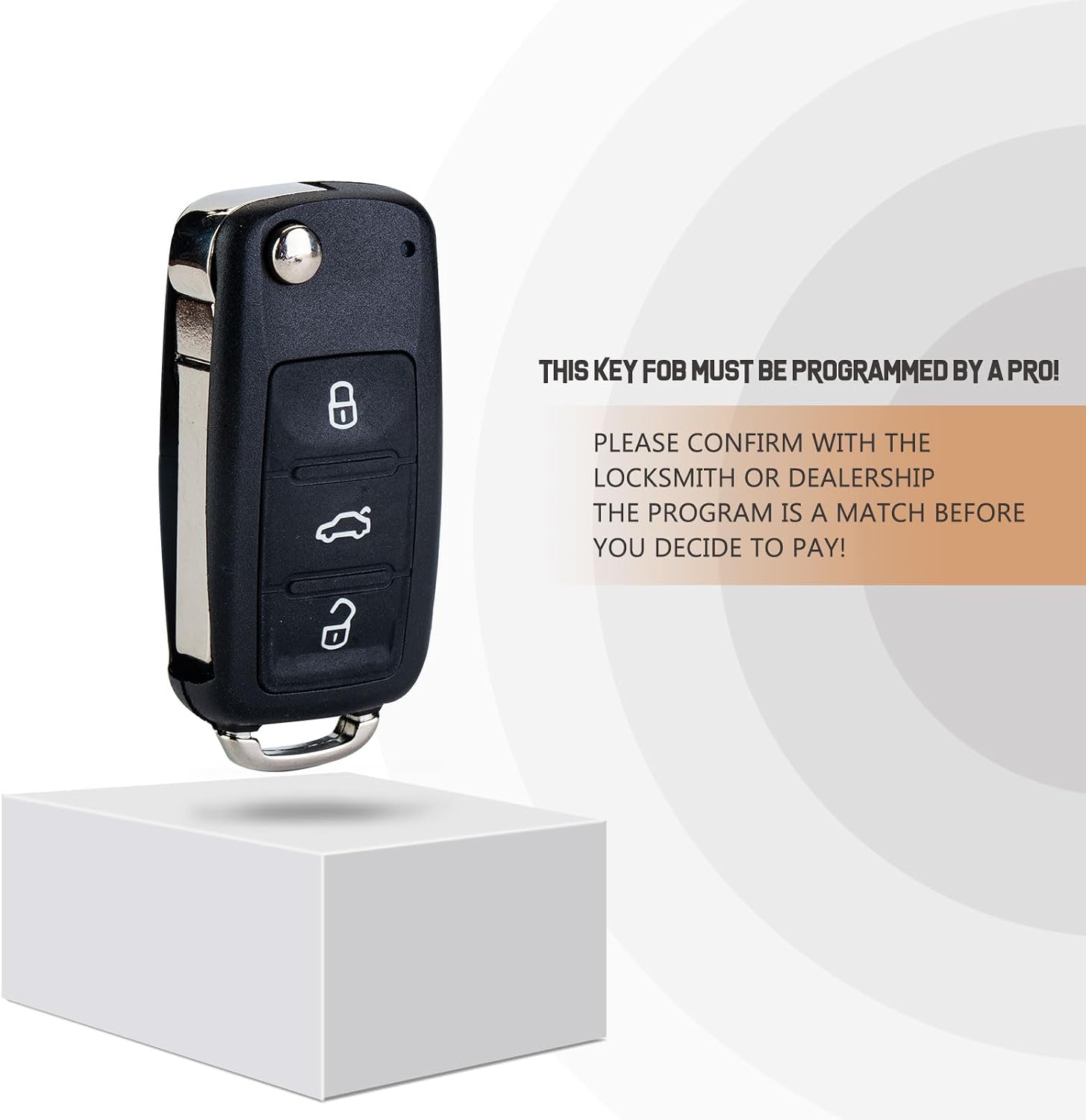 Flip Car Key Fob Replacement for 2011/2012/2013/2014/2015/2016 VW Beetle CC Eos Golf GTI Jetta Passat Passat CC Touareg NBG010180T (Single)