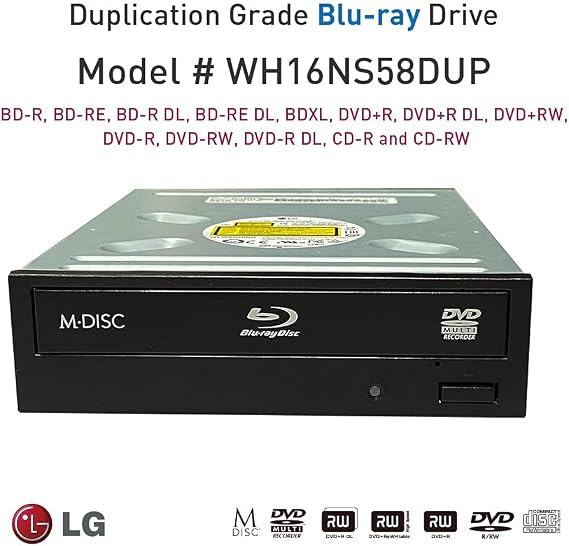 Digital LG HLDS Internal SATA 16X Blu-ray BDXL M-DISC DVD CD Burner Writer Drive WH16NS58DUP - Bulk