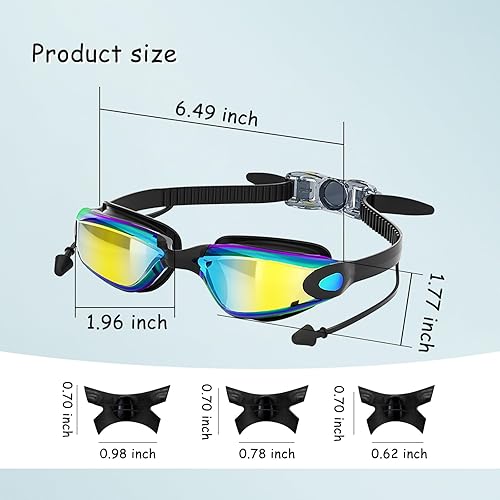 Miniatura 2 de Gafas de natación, antivaho anti-UV, sin fugas, gafas de natación ajustables con visión clara para mujeres y hombres