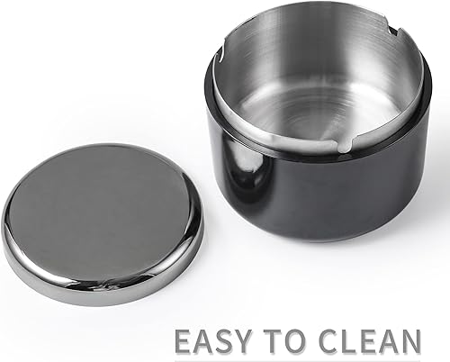 Miniatura 4 de Cenicero sin humo con tapa para fumadores, revestimiento de acero inoxidable, resistente al viento, duradero, fácil de limpiar, ceniceros frescos