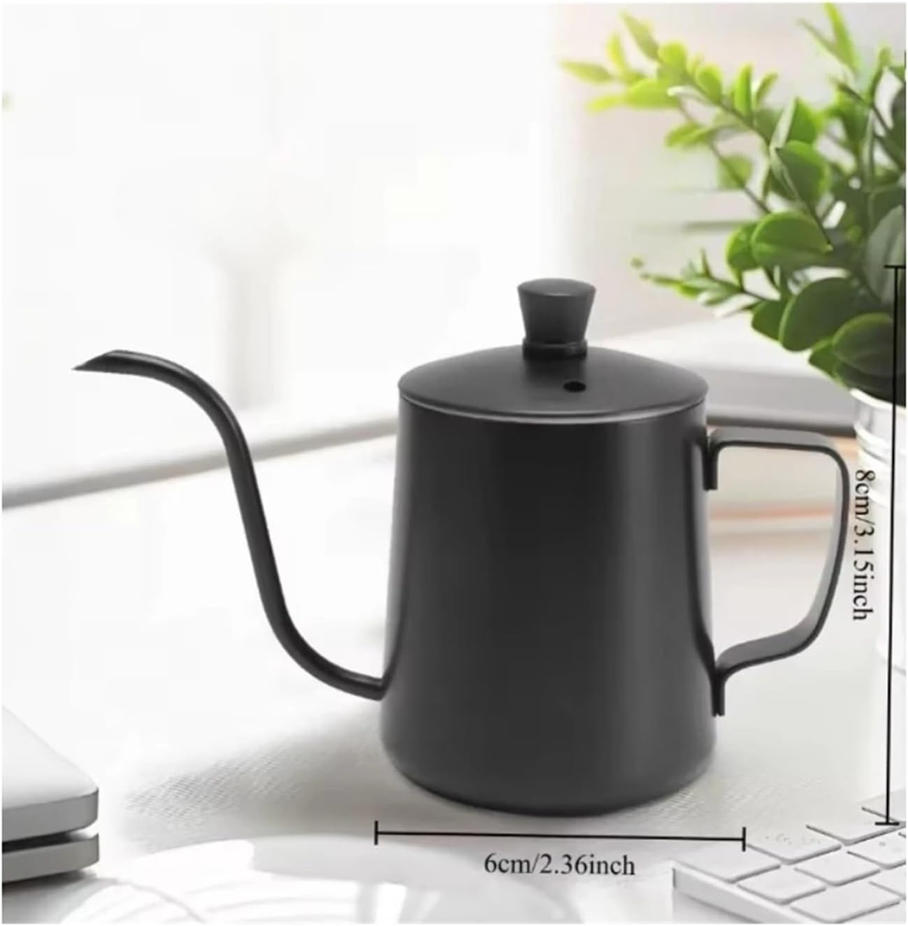 350ML 304 Stainless Steel Pour-Over Kettle Spout Fine-Mouth Coffee Pot Hanging Handle Drip-Style Filter With Lid