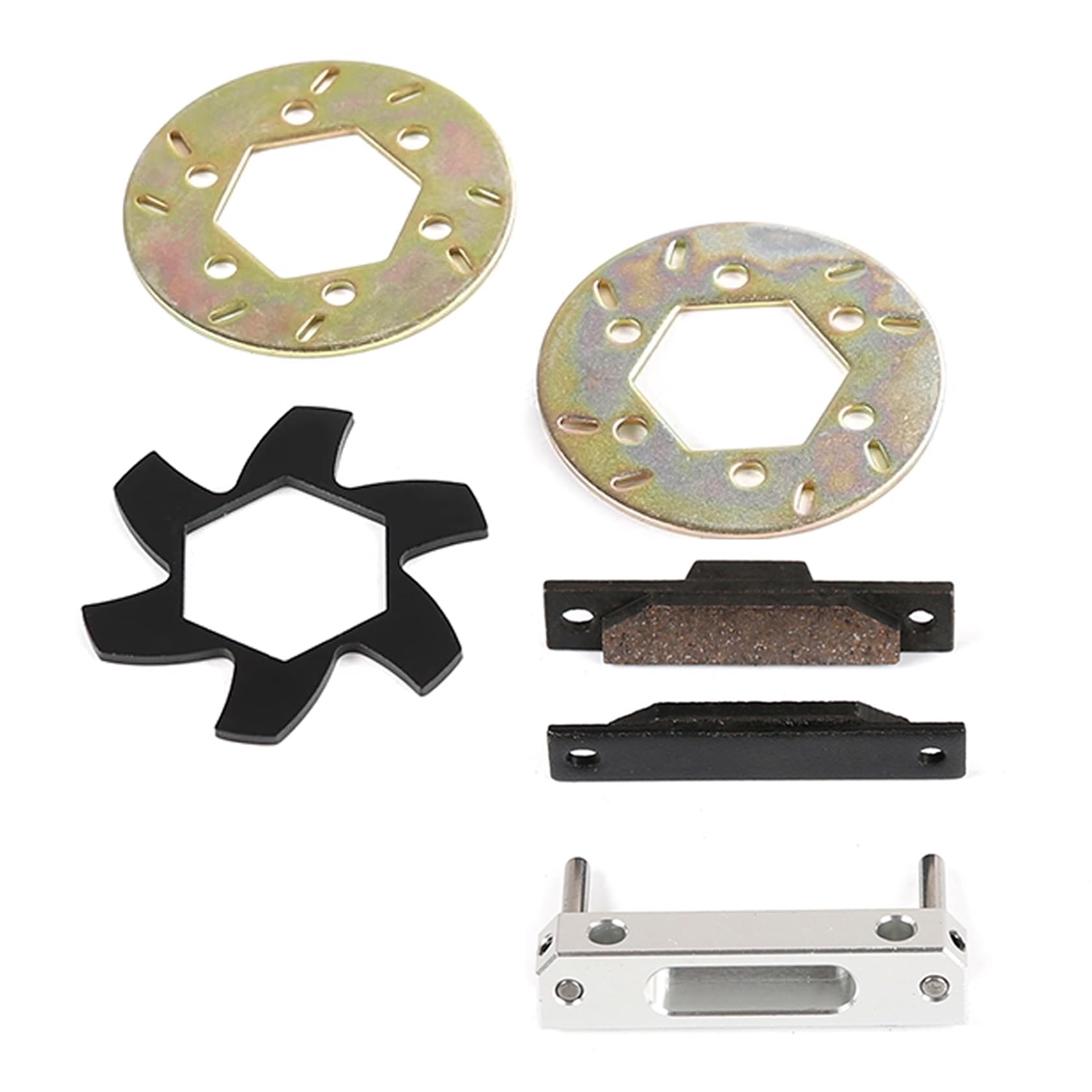 FLMLF Metal Rc Car Brake Pad and Disc Kit for 1/5 HPI ROFUN BAHA ROVAN King Motor BAJA 5B 5T 5SC SS Truck Parts (Silver Black)