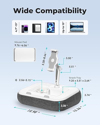 Miniatura 3 de Viozon Soporte de almohada Kindle, soporte para teléfono para cama, escritorio de regazo para computadora portátil con alfombrilla para mouse,