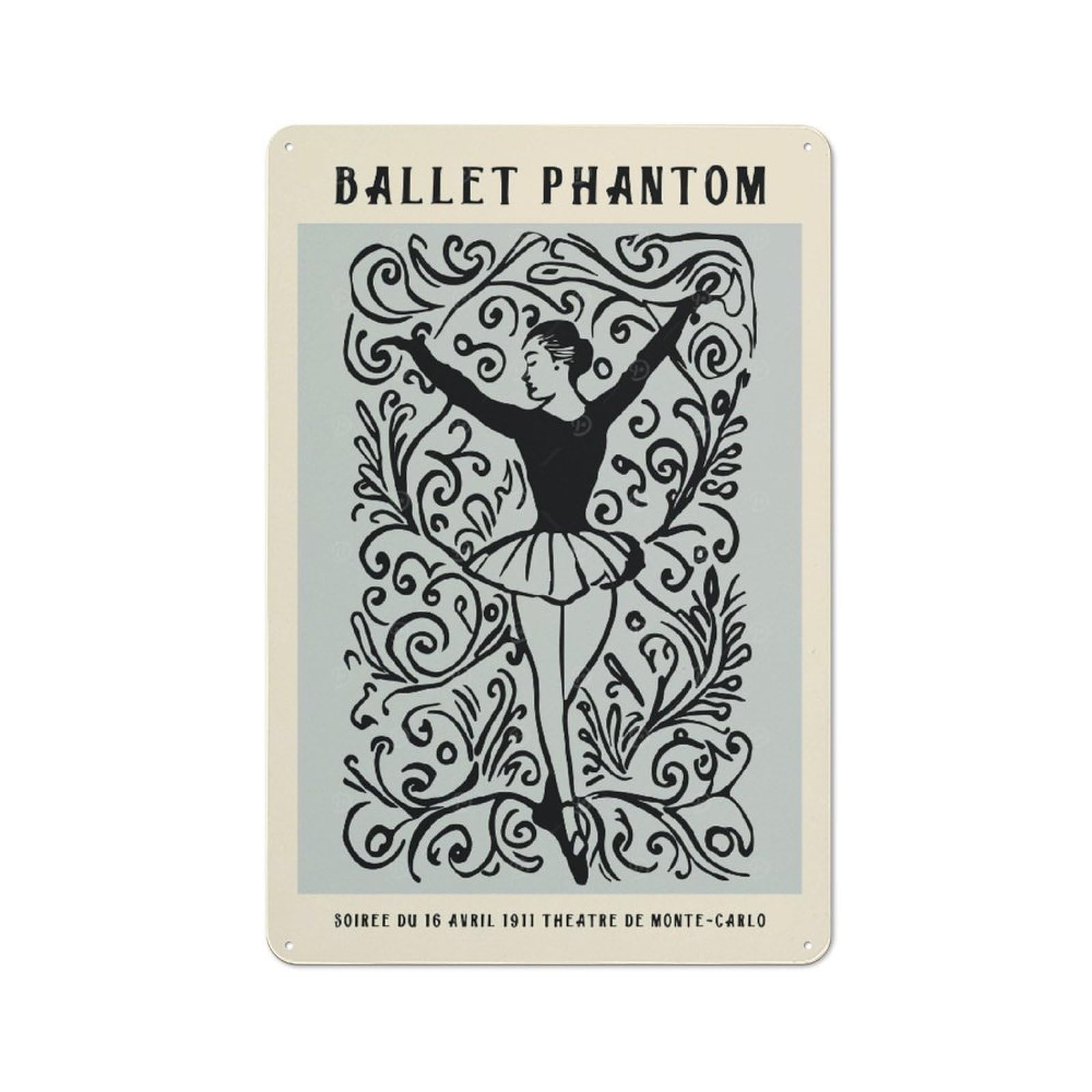 Junmoney Style-10 Classic Monte Carlo Ballet Fest Metal Sign 30X20cm, Classic Pub Decor For Diner, Restaurant, Shed Or Kitchen