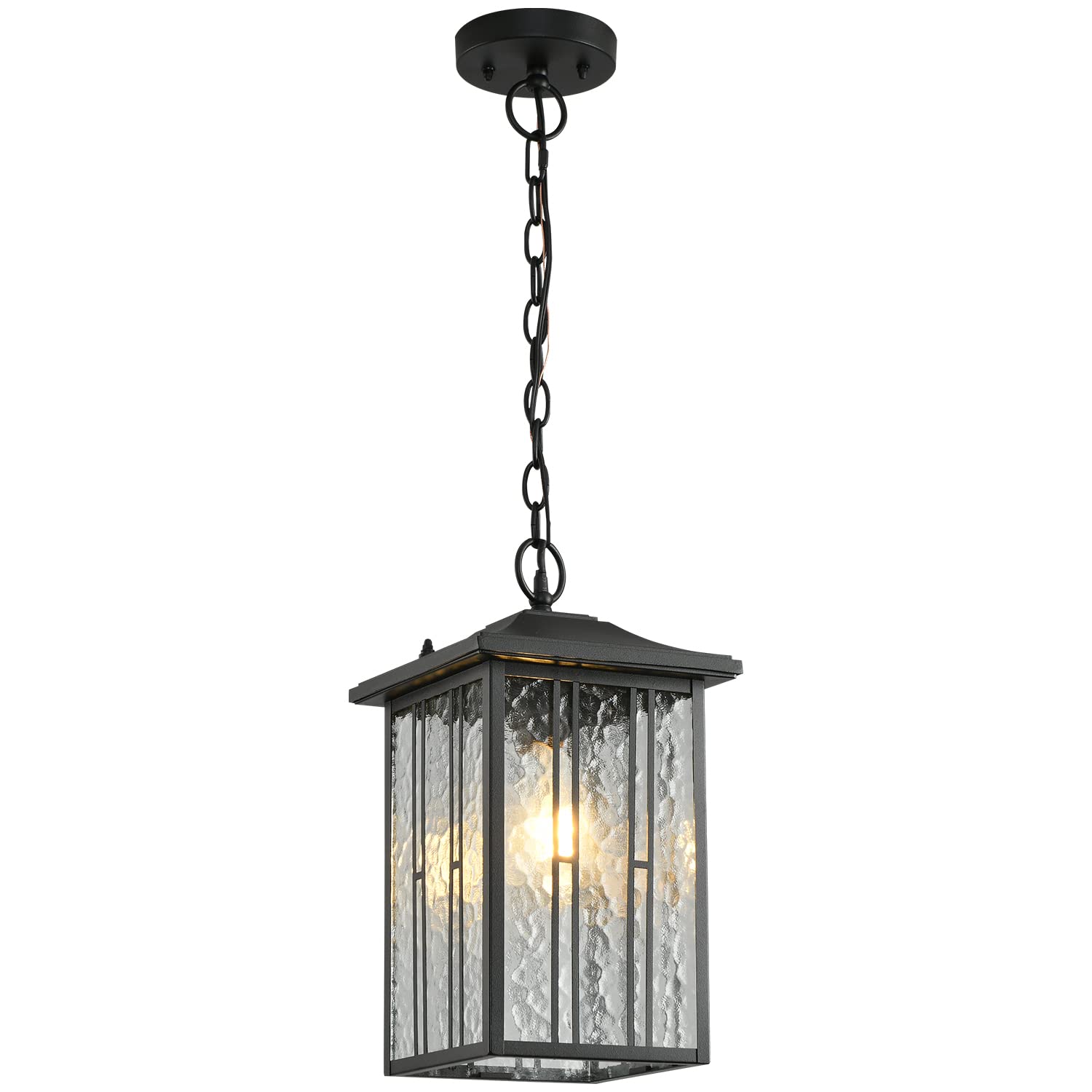Photo 1 of Smeike Outdoor Pendant Light - Black Exterior Hanging Light, Water Glasses