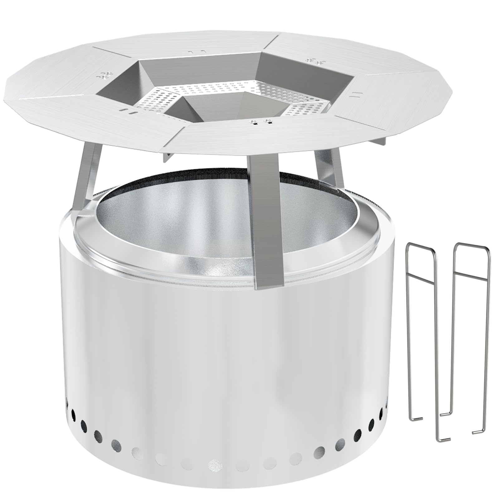 Heat Deflector for Solo Stove Yukon 27" - Captures Warmth, Expands Heat Radius - Stainless Steel - with Handle and Installation Tools - 11'' H x 30'' Dia (Heat Deflector for Yukon 27")