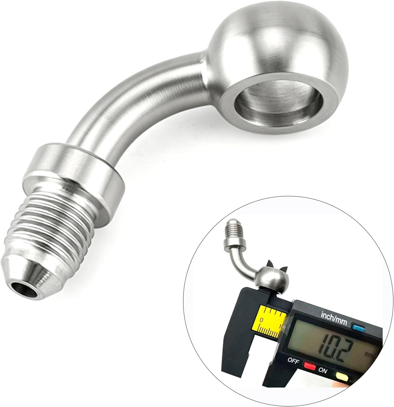 3AN Male to 10.2mm 3/8" Banjo 45 Degree Stainless Steel Brake Hose Brake Clutch Fitting Adapter